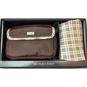 Burberry Nova-Check Brown Cosmetic Bag and Handkerchief*Brand-new in box